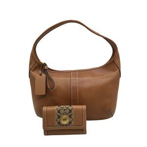 Vintage Coach Tan Leather Ergo Shoulder Bag & Matching Wallet